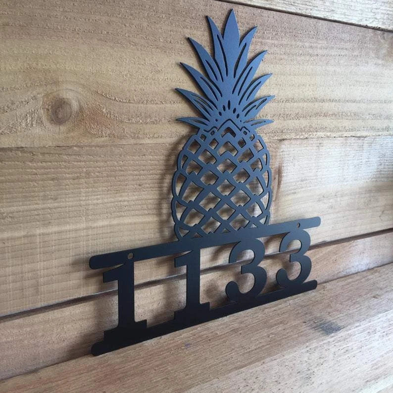 Custom Metal Pineapple Address Sign Cut Metal Sign Metal House Sign