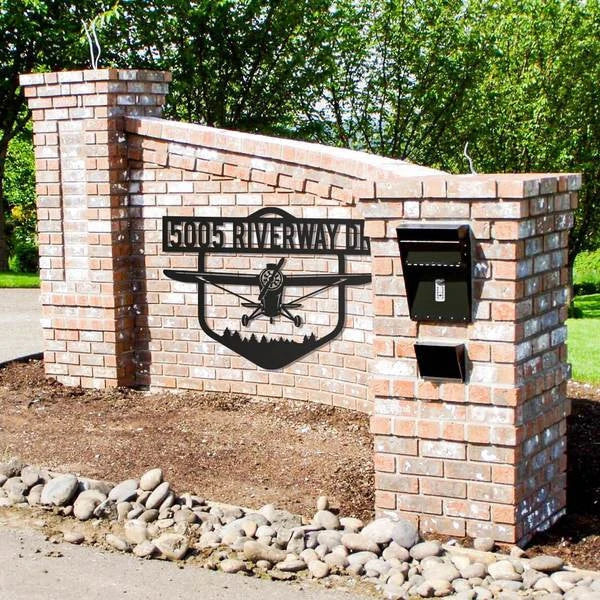 Airplane Monogram Cut Metal Sign Metal House Sign