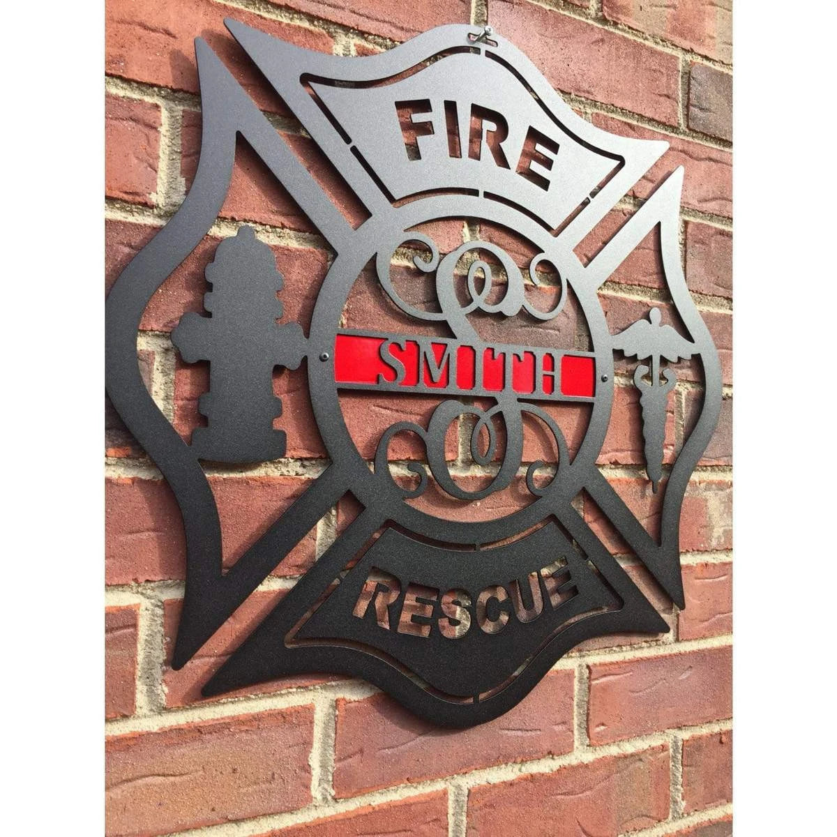 Firefighter Metal Maltese Cross Sign, Cut Metal Sign, Metal Wall Art, Metal House Sign Laser Cut Metal Signs Custom Gift Ideas