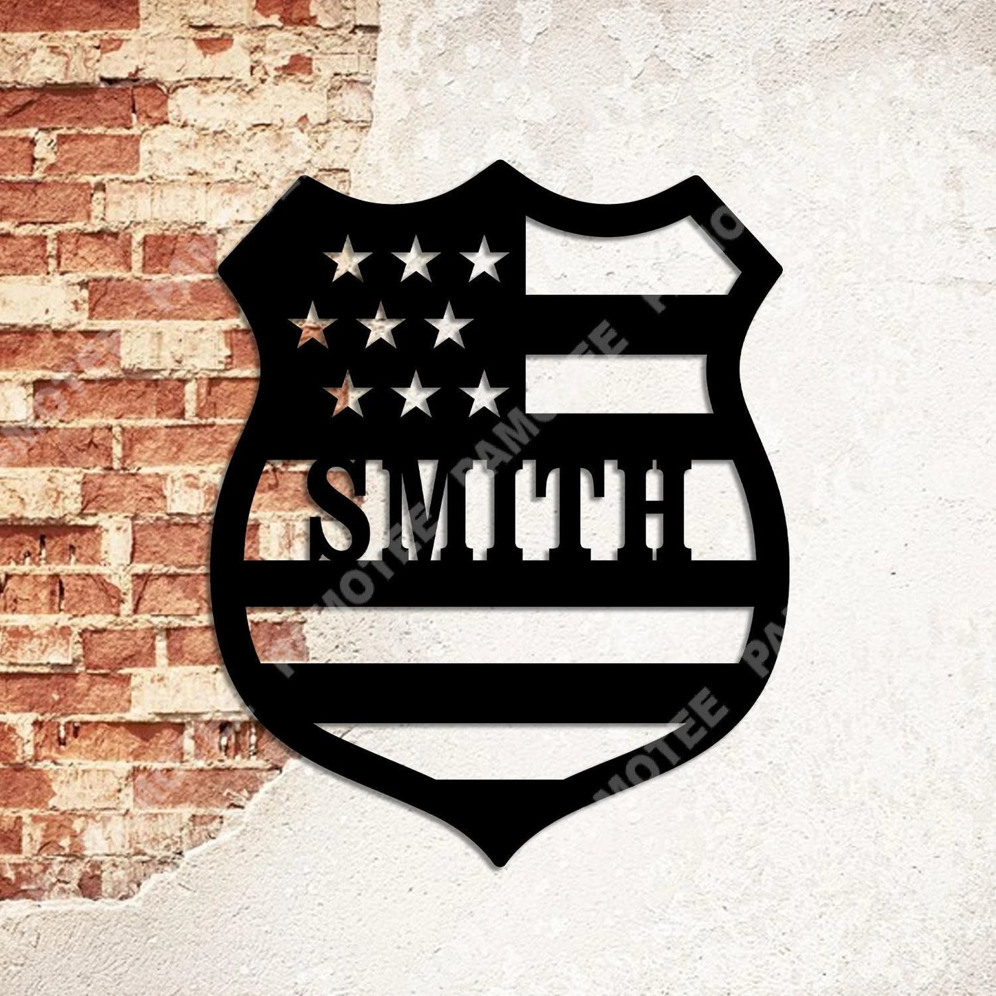 Customized Sheriff Badge American Flag Metal Art, Police Housewarming Wall Decor, Metal Laser Cut Metal Signs Custom Gift Ideas