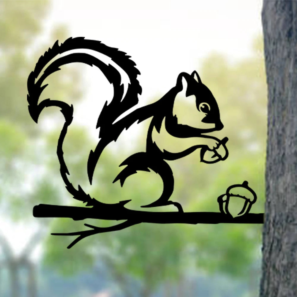 Go Nuts Squirrel Metal Art Garden Signs Cut Metal Sign Metal House Sign