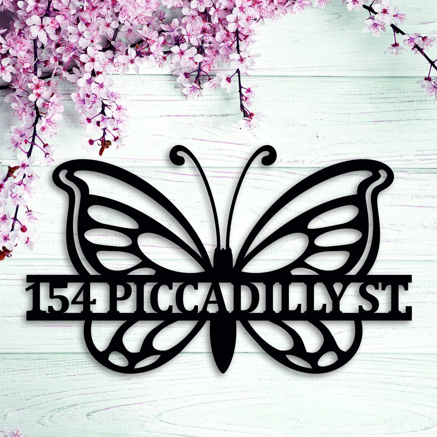 Custom Metal Address Sign Butterfly Wilderness Rustic Sign Metal House Number Sign Outdoor Wall Decor Address Plaque Housewarming Gift