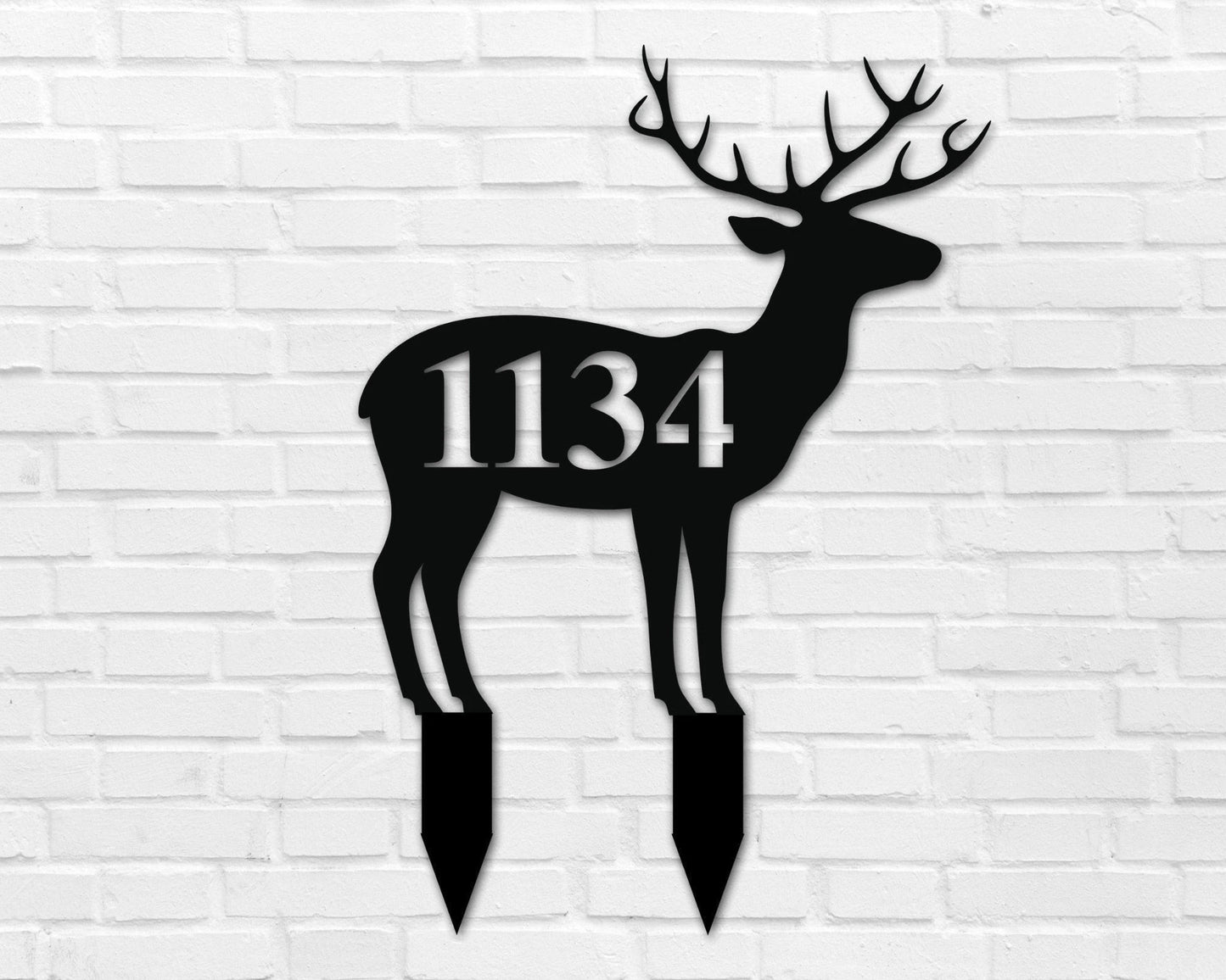 Deer Themed Custom Address Steel Yard Sign Deer Address Sign Deer House Number Plaque Custom Metal Monogram Address Plaque Front Yard