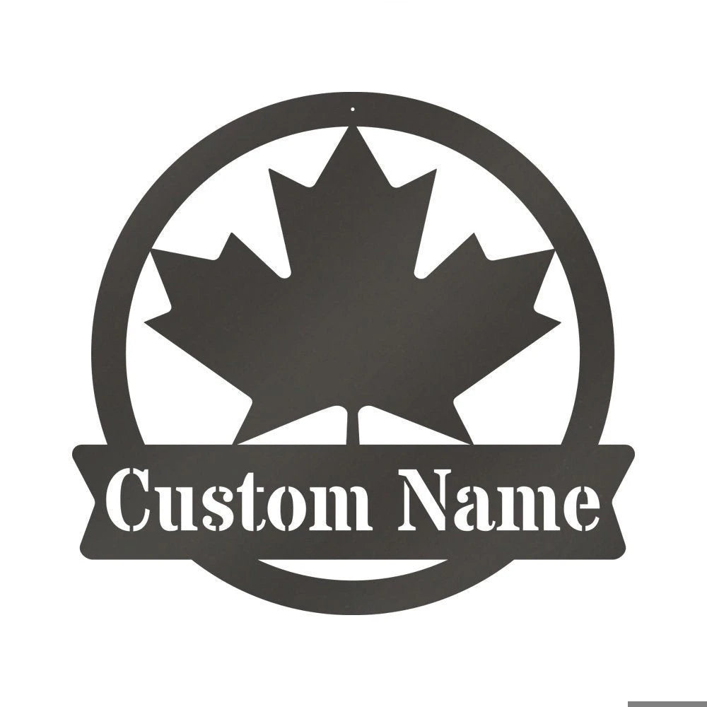 Maple Leaf Monogram Canada Metal Sign Personalized Maple Leaf Monogram Sign Family Address Sign Family Sign Canadian Gift
