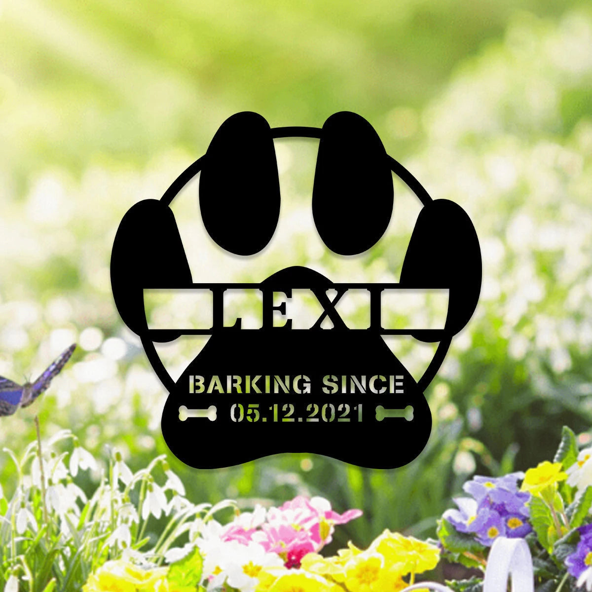 Personalized Dog Paw Metal Sign, Wedding, Anniversary Art Gift For Dog Lovers, Metal Laser Cut Metal Signs Custom Gift Ideas