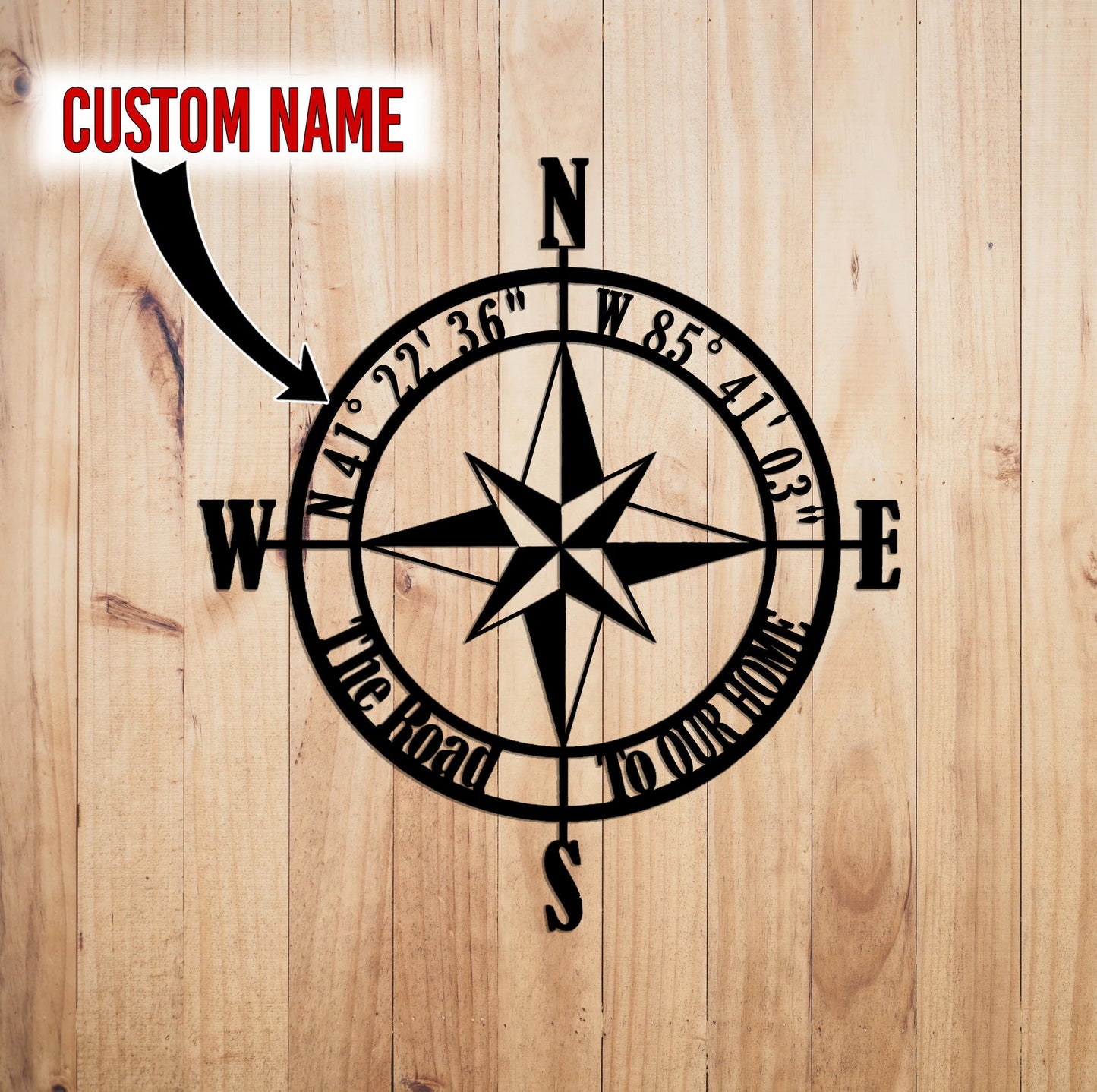 Nautical Compass Rose Compass Rose Personalized Coordinates Sign Custom Metal Wall Sign Wall Decor Housewarming Gift