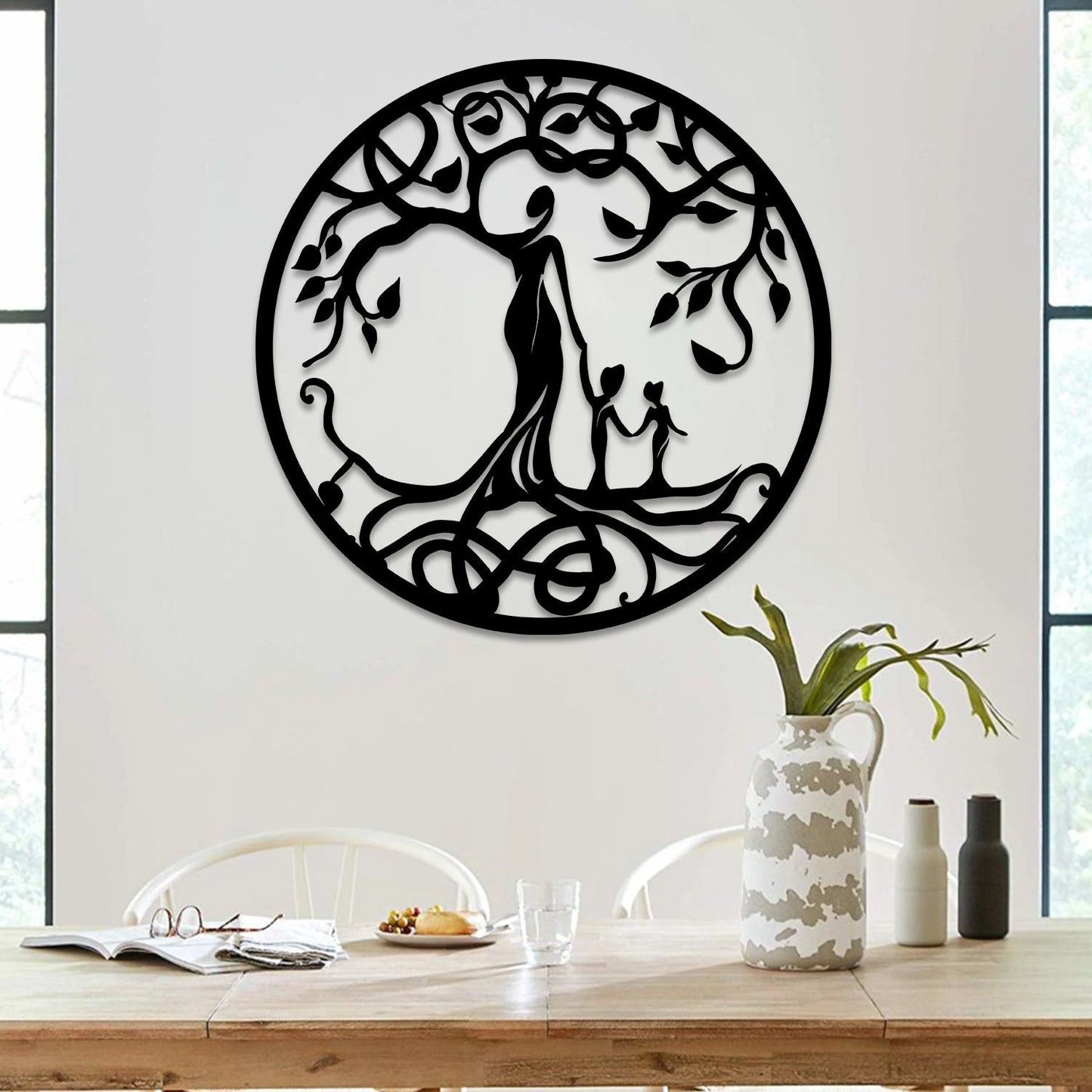 Mom And Two Kids Tree Of Life Metal Sign, Mother Nature Art Laser Cut Metal Signs Custom Gift Ideas