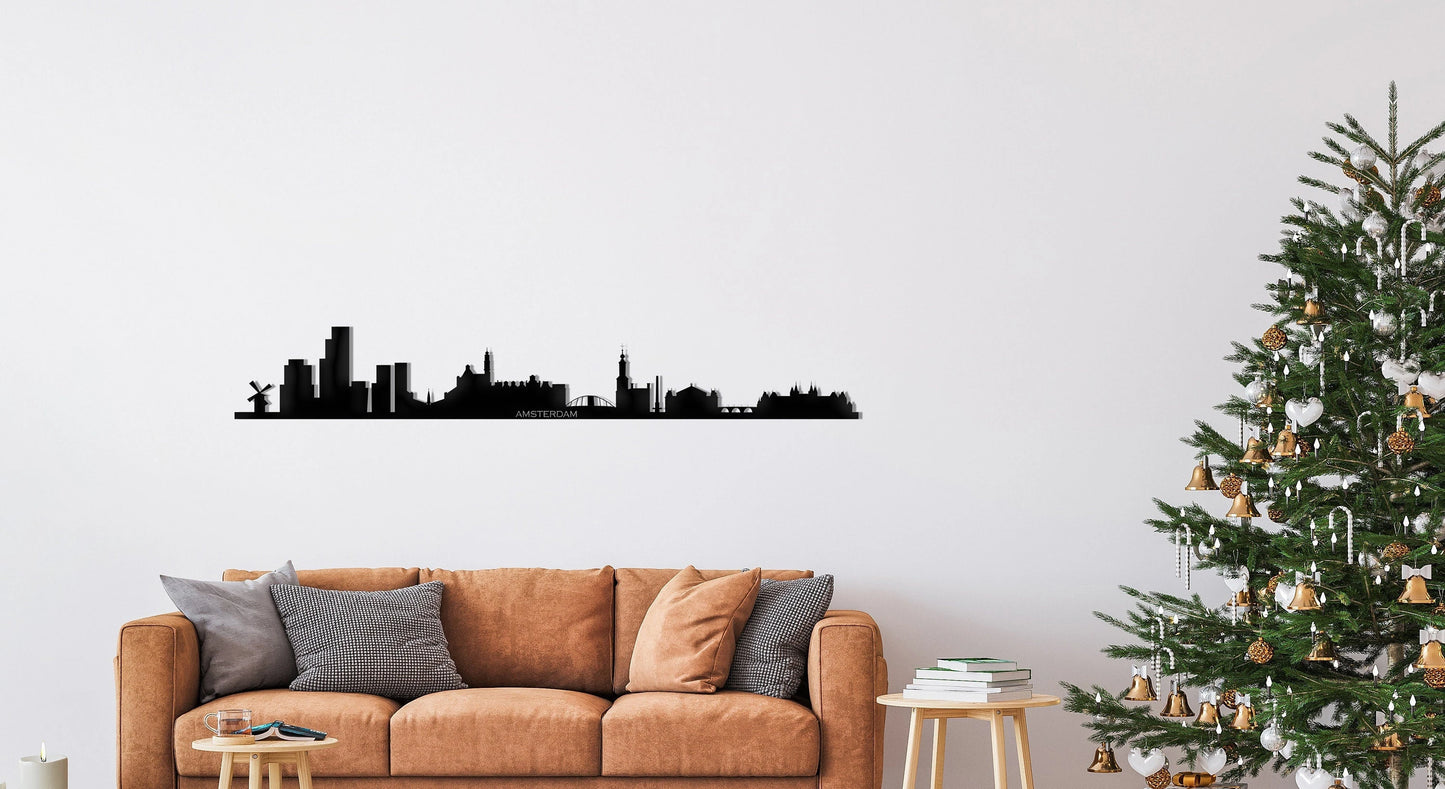 Amsterdam City Silhouette Metal Wall Art, Housewarming Gift, Metal Art, Metal Wall Decor, Large Metal Wall Art, Metal Skyline,wall Art, Metal Laser Cut Metal Signs Custom Gift Ideas