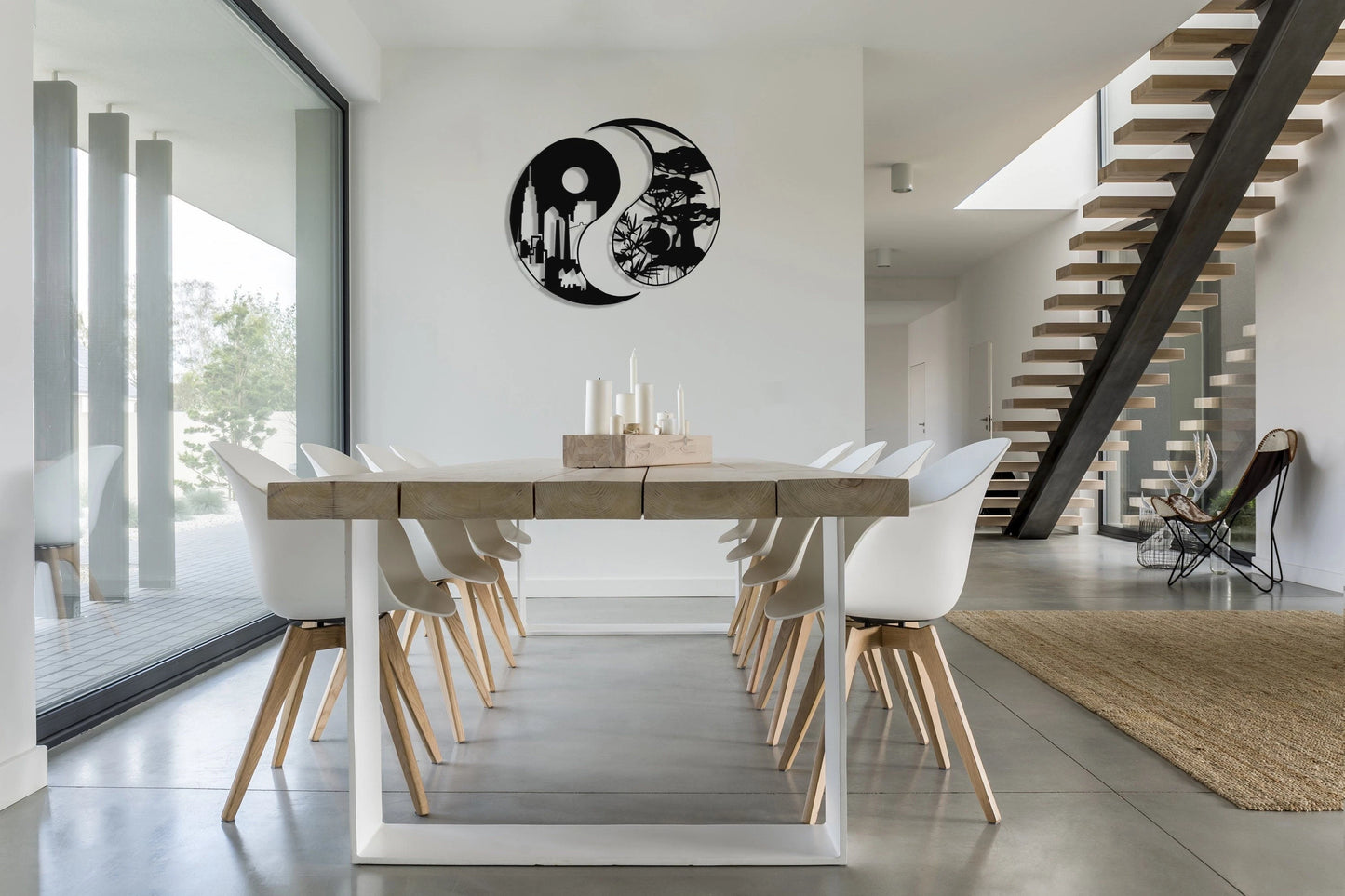 Yin Yang 2PCS Metal Wall Decor, City & Forest, Metal Wall Art, Housewarming Gift, Home Decor, Office Decor,, Metal Laser Cut Metal Signs Custom Gift Ideas