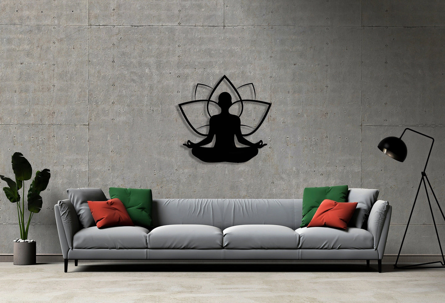 Lotus Flower With Yoga Pose Metal Wall Decor, Metal Wall Art, Housewarming Gift, Home Decor, Office Decor, Interior Design, Metal Laser Cut Metal Signs Custom Gift Ideas