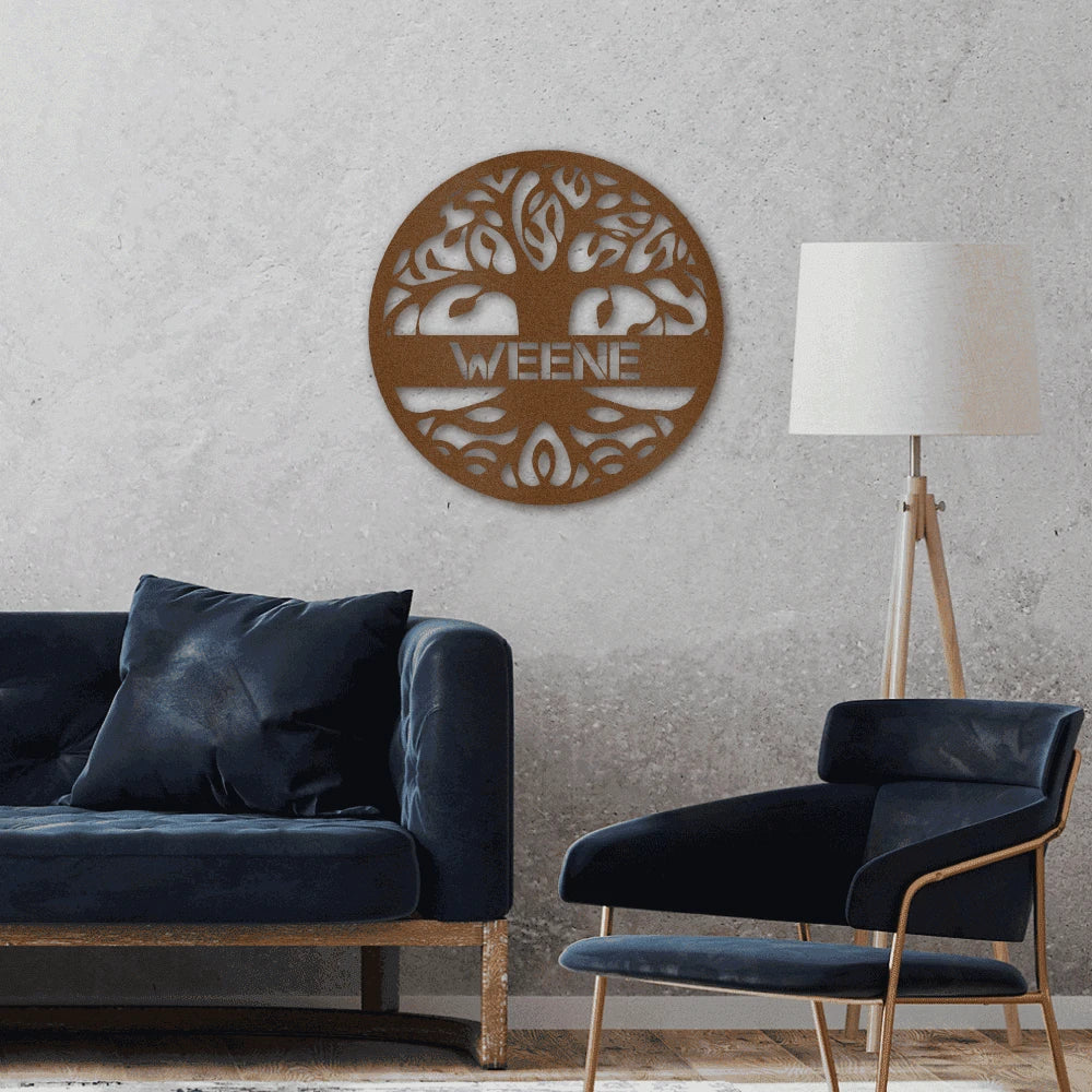 Personalized Tree of Life Steel Art Wall Decor Metal Name Sign Laser Cut Metal Signs Custom Gift Ideas