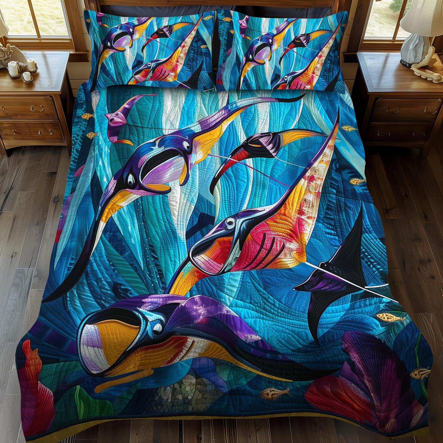 Coral Reef Majesty 3-Piece Quilted Bedding Set - Single (59" x 70")