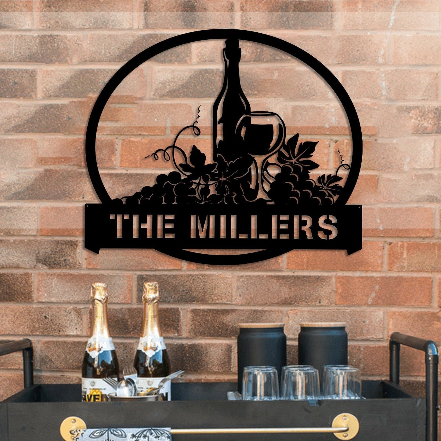 Personalized Grape Cellar Wine Metal Bar Sign, Custom Pub, Tap, Lounge, Caf, Home Wall Decor, Wedding, Anniversary Art Gift For Him her, Metal Laser Cut Metal Signs Custom Gift Ideas