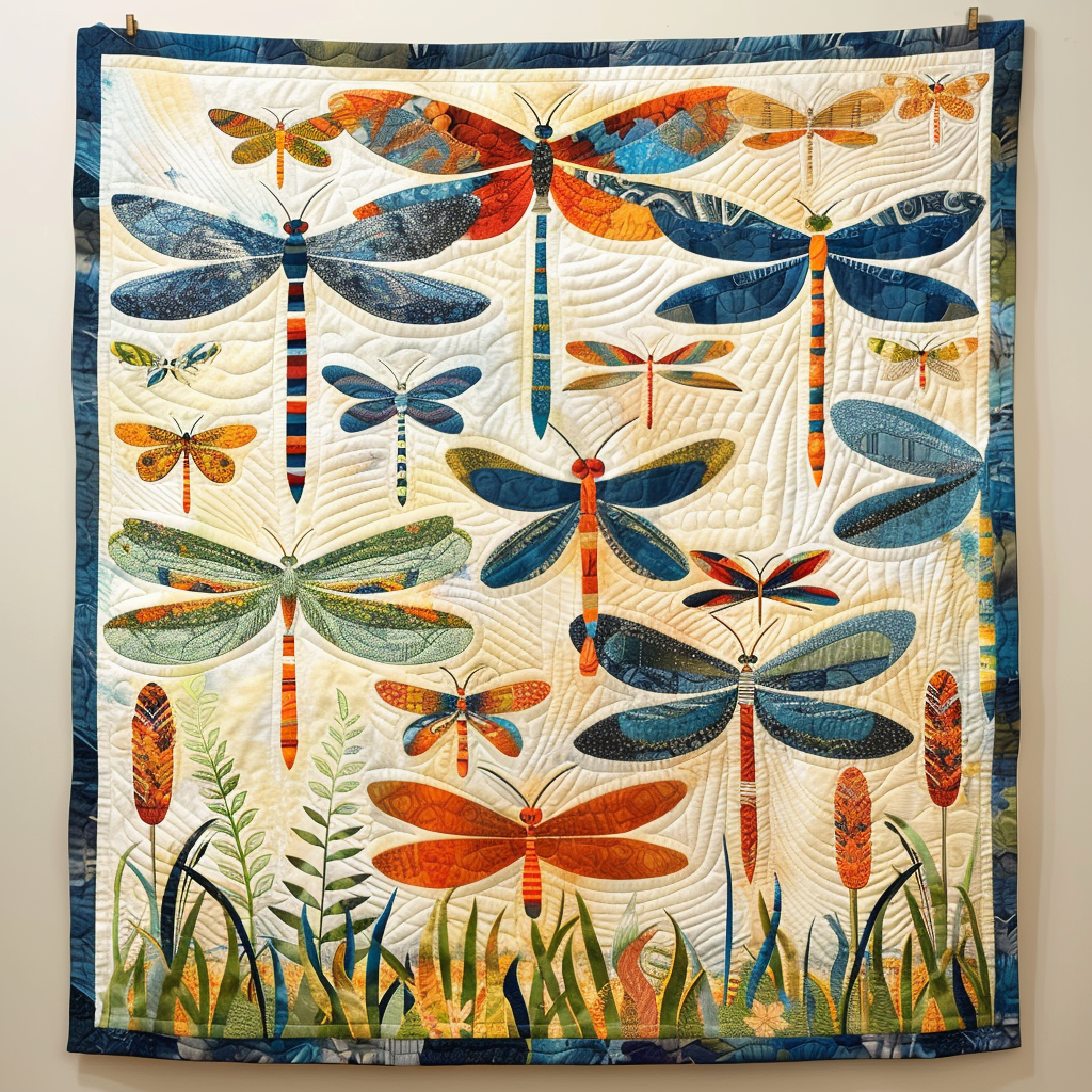 Dragonfly Whisper Quilted Blanket - Throw (55" x 60")