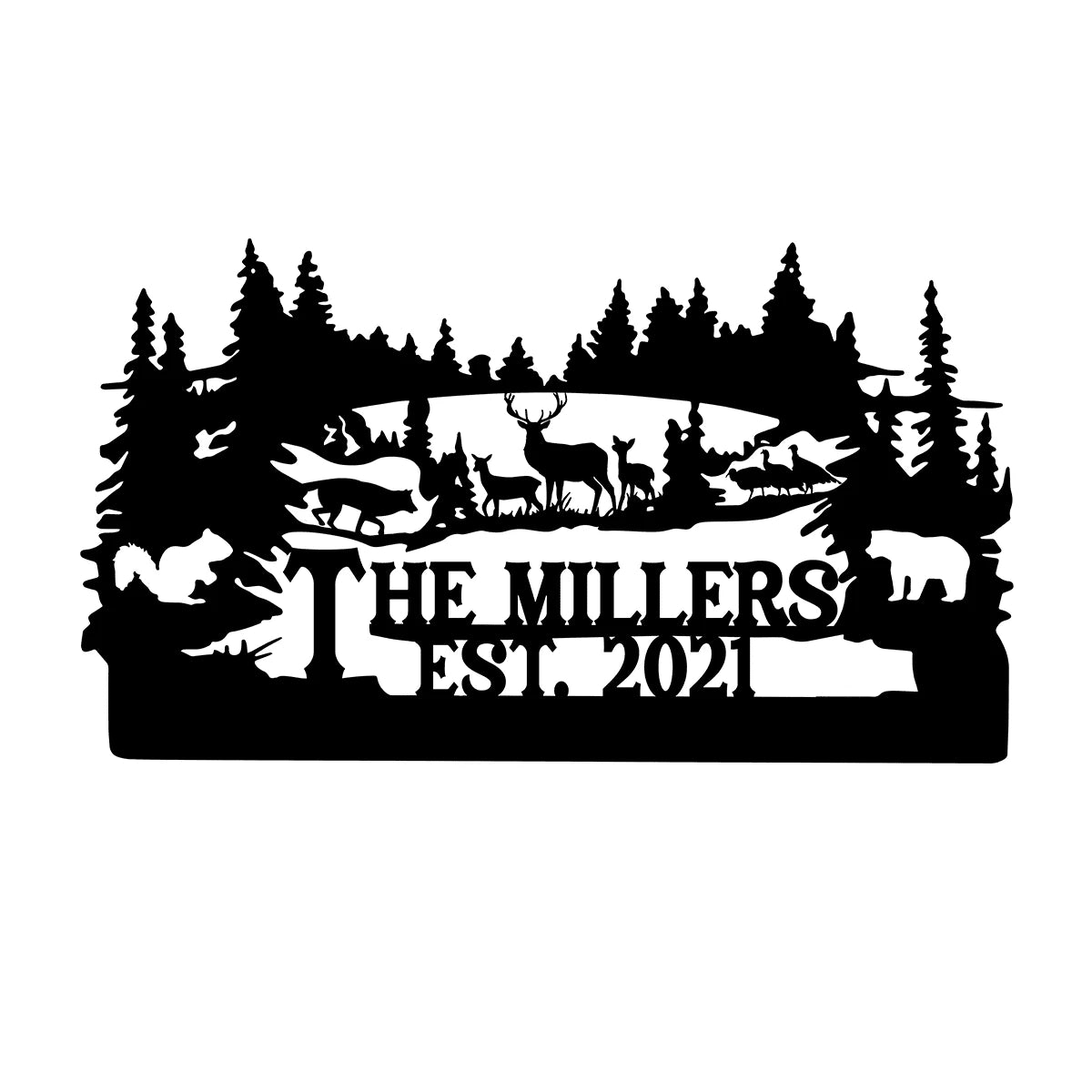 Personalized Family Name Turkey Bear Deer Hunting Metal Sign, Metal Laser Cut Metal Signs Custom Gift Ideas
