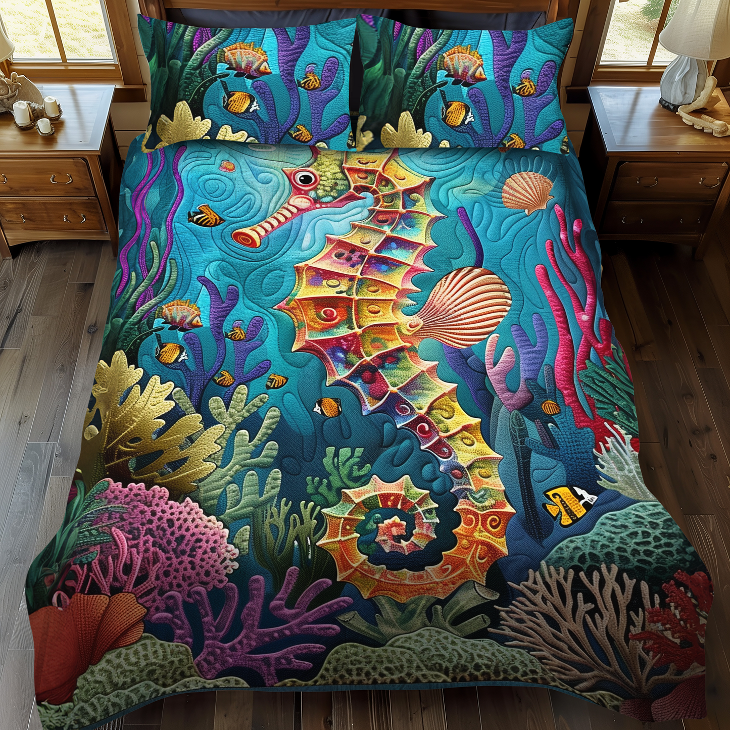 Coral Kingdom 3-Piece Quilted Bedding Set - Single (59" x 70")