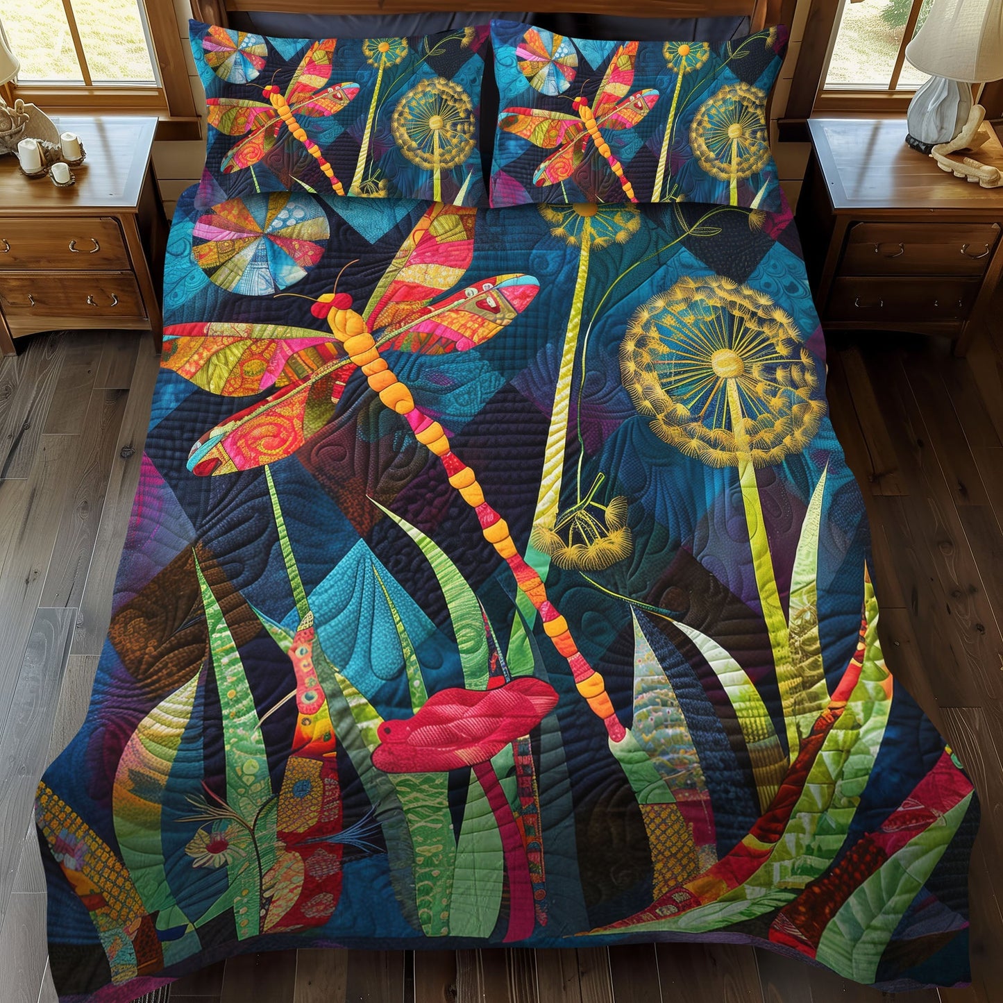Whimsy Wings 3-Piece Quilted Bedding Set - Single (59" x 70")