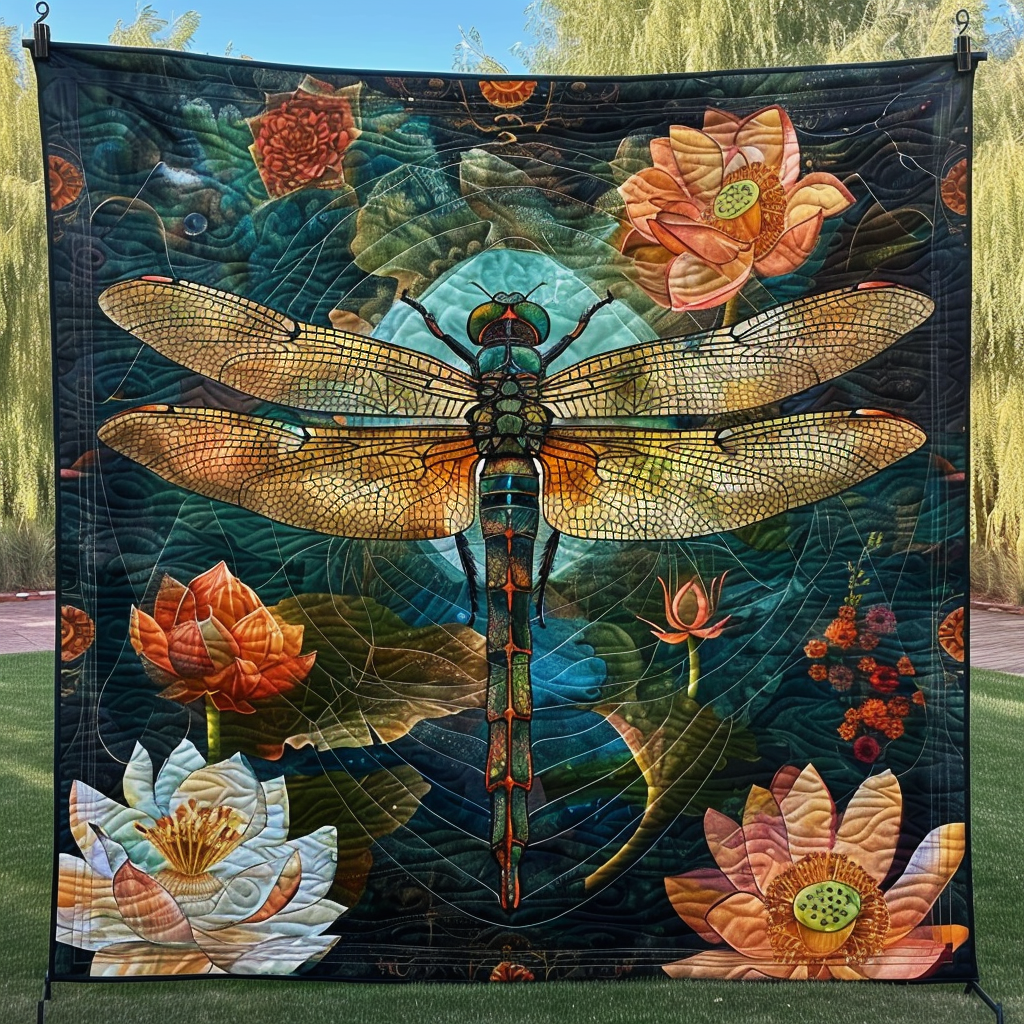 Dragonfly Dreams Quilted Blanket - Throw (55" x 60")