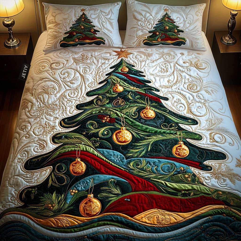 Single (59'' x 70'') /Glistening Tree Of Magic 3-Piece Quilted Bedding Set