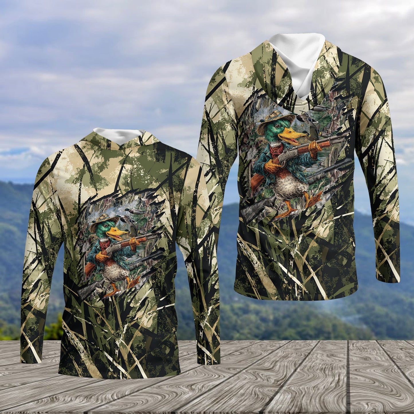 America Mallard Duck Hunting Camo All Over Print Shirt