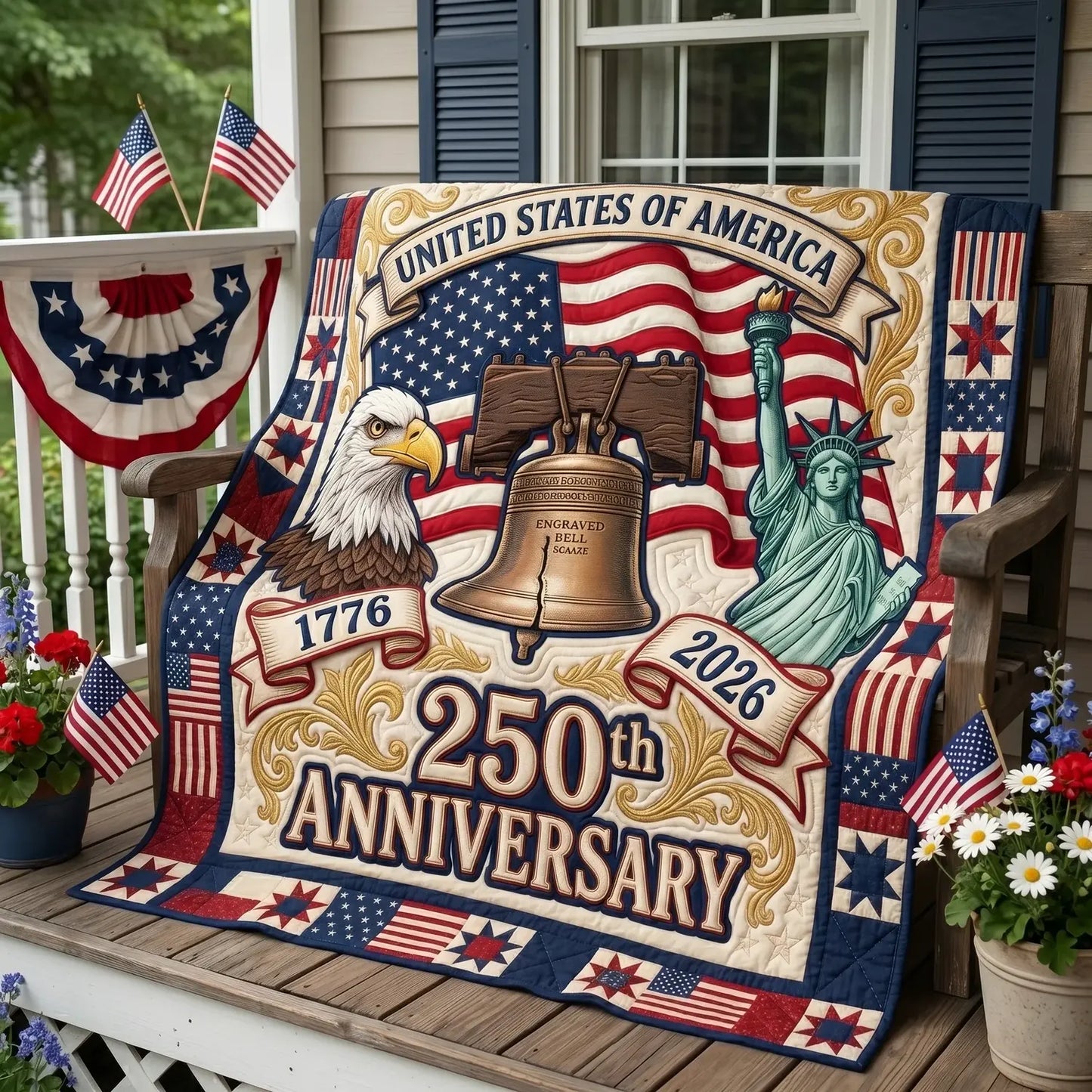 250th Anniversity America Quilt Blanket