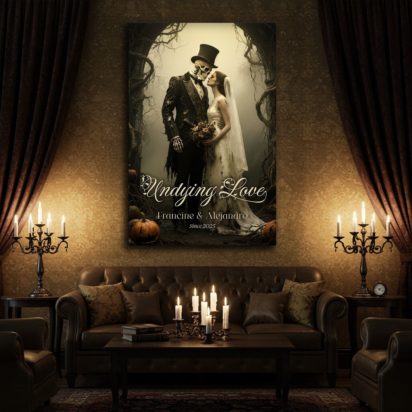 Halloween Skeleton Bride and Groom Wall Sign