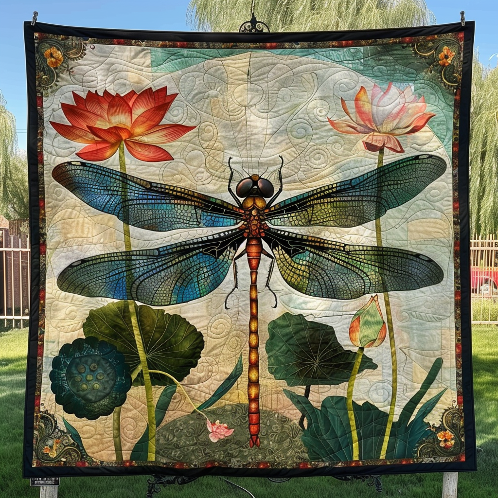 Mystic Dragonfly Quilted Blanket - Throw (55" x 60")