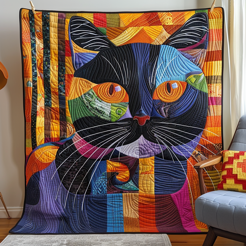 Purrfect Patterns Quilted Blanket - Throw (55" x 60")