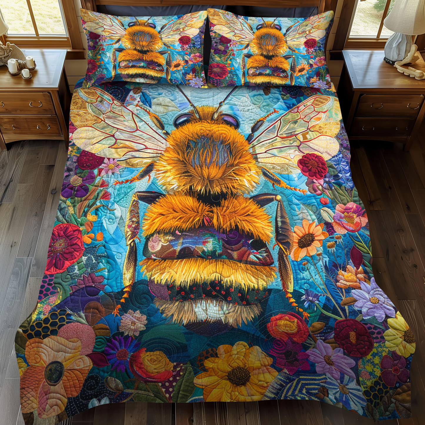 Bee Paradise 3-Piece Quilted Bedding Set - Single (59" x 70")