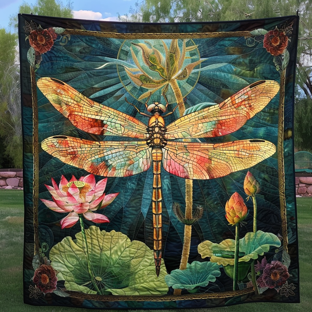 Emerald Flutter Quilted Blanket - Throw (55" x 60")