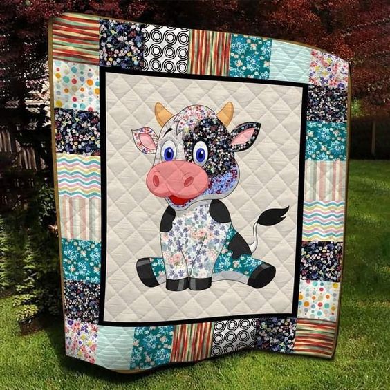 Farm Life Cow Quilted Blanket - Throw (55" x 60")
