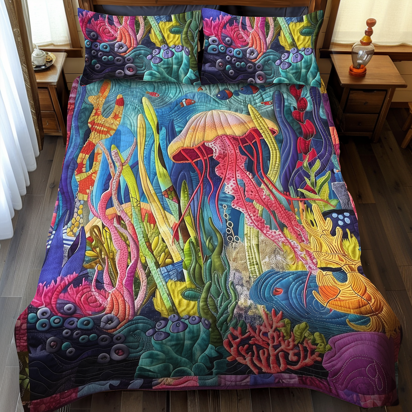 Mystic Reef 3-Piece Quilted Bedding Set - Single (59" x 70")