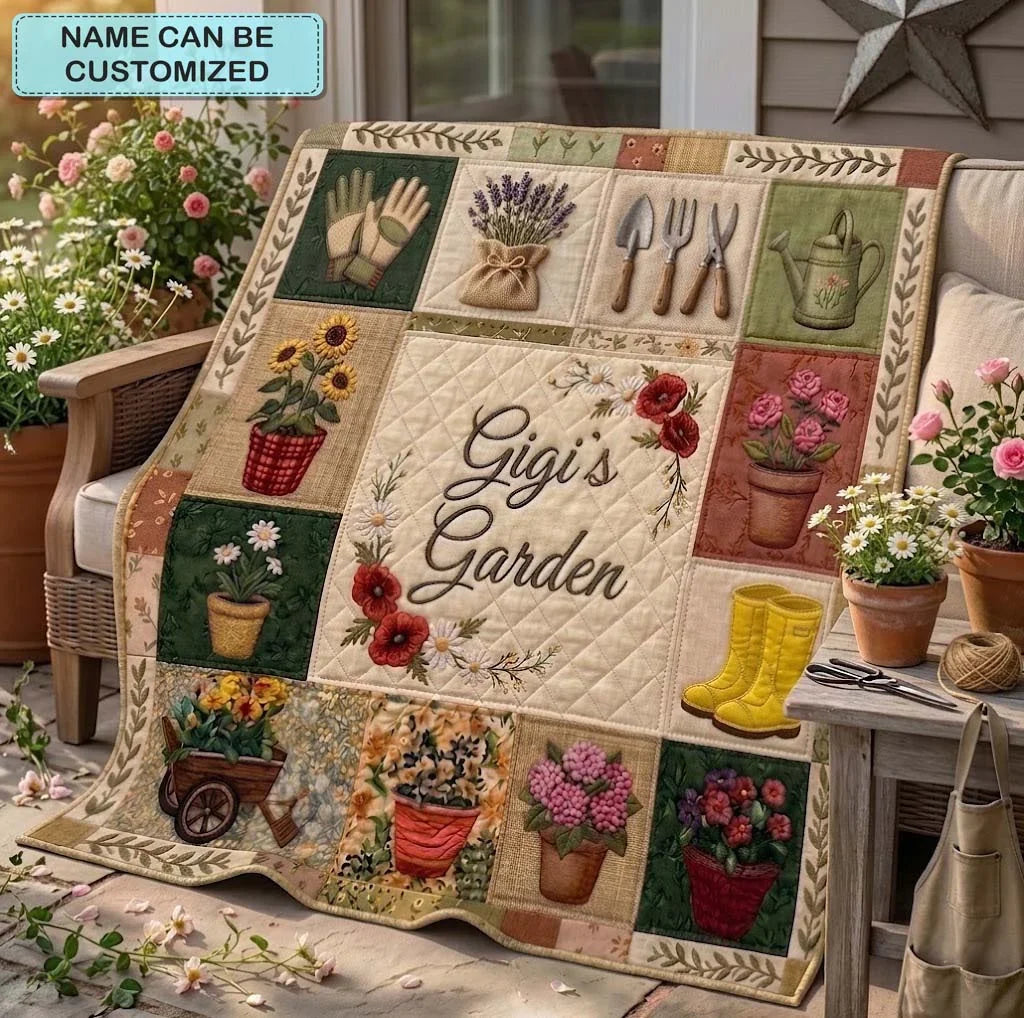 Farmhouse Garden Personalized Quilted Blanket - No - Baby (30" x 40") - Quilted Blanket