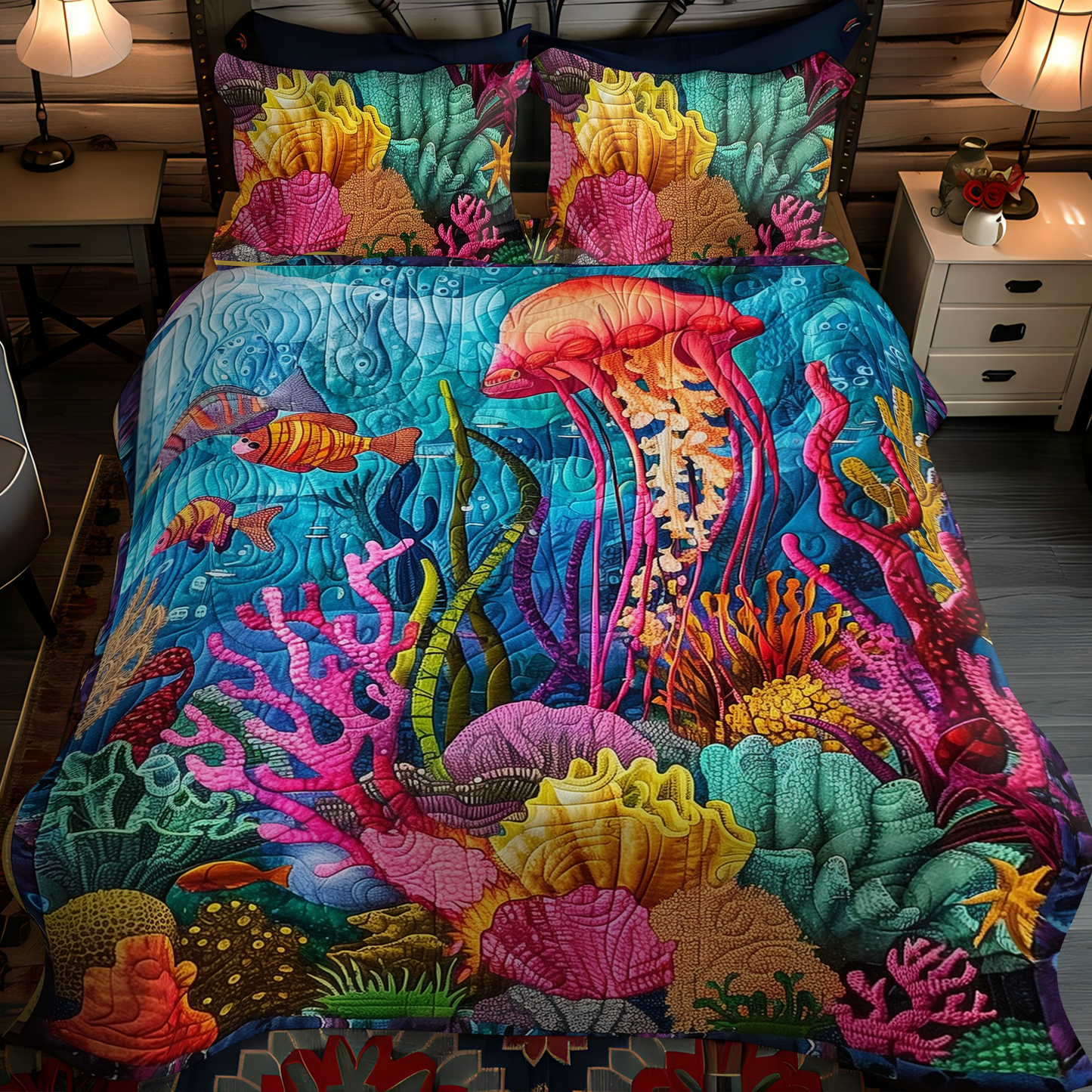 Ocean's Embrace 3-Piece Quilted Bedding Set - Single (59" x 70")