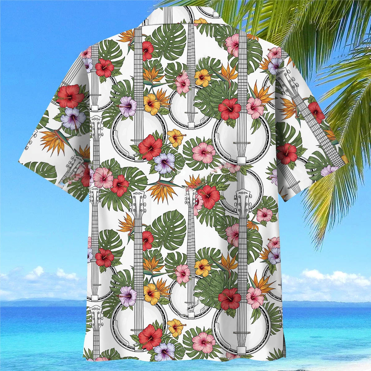 6 String Banjo Tropical Hawaiian Shirt - XL - hawaiian shirt
