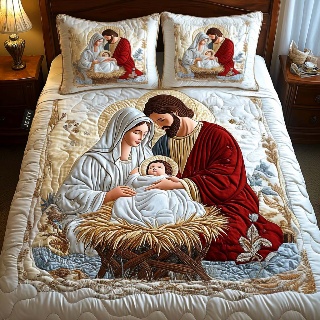 Radiant Blessing 3-Piece Quilted Bedding Set - Single (59" x 70")