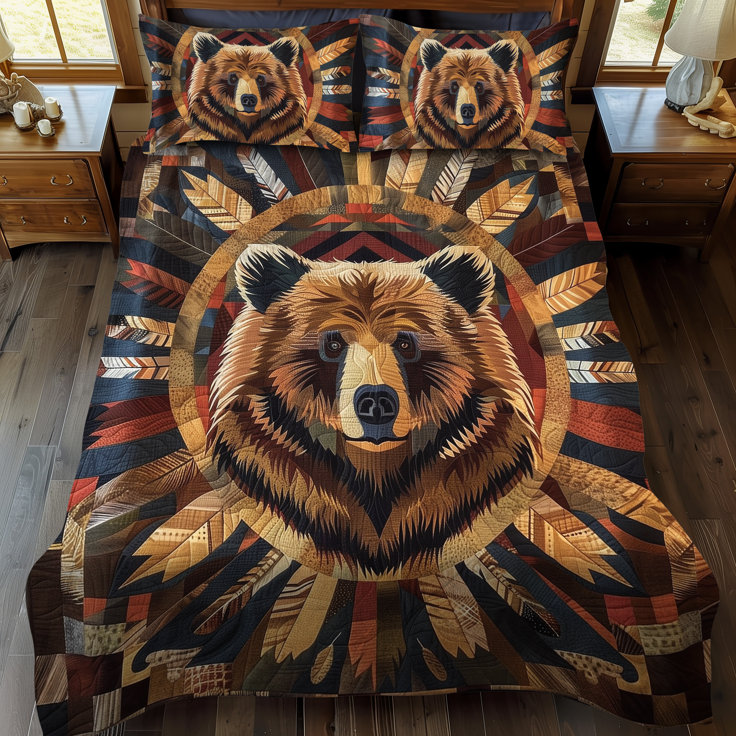 Mystic Bear 3-Piece Quilted Bedding Set - Single (59" x 70")