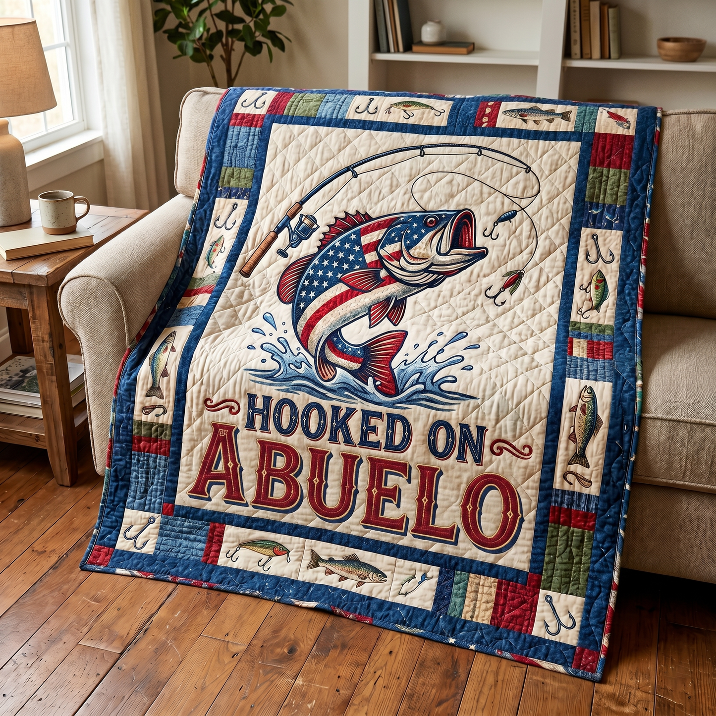 Hooked Time Personalized Quilted Blanket - Throw (55" x 60") - ABUELO