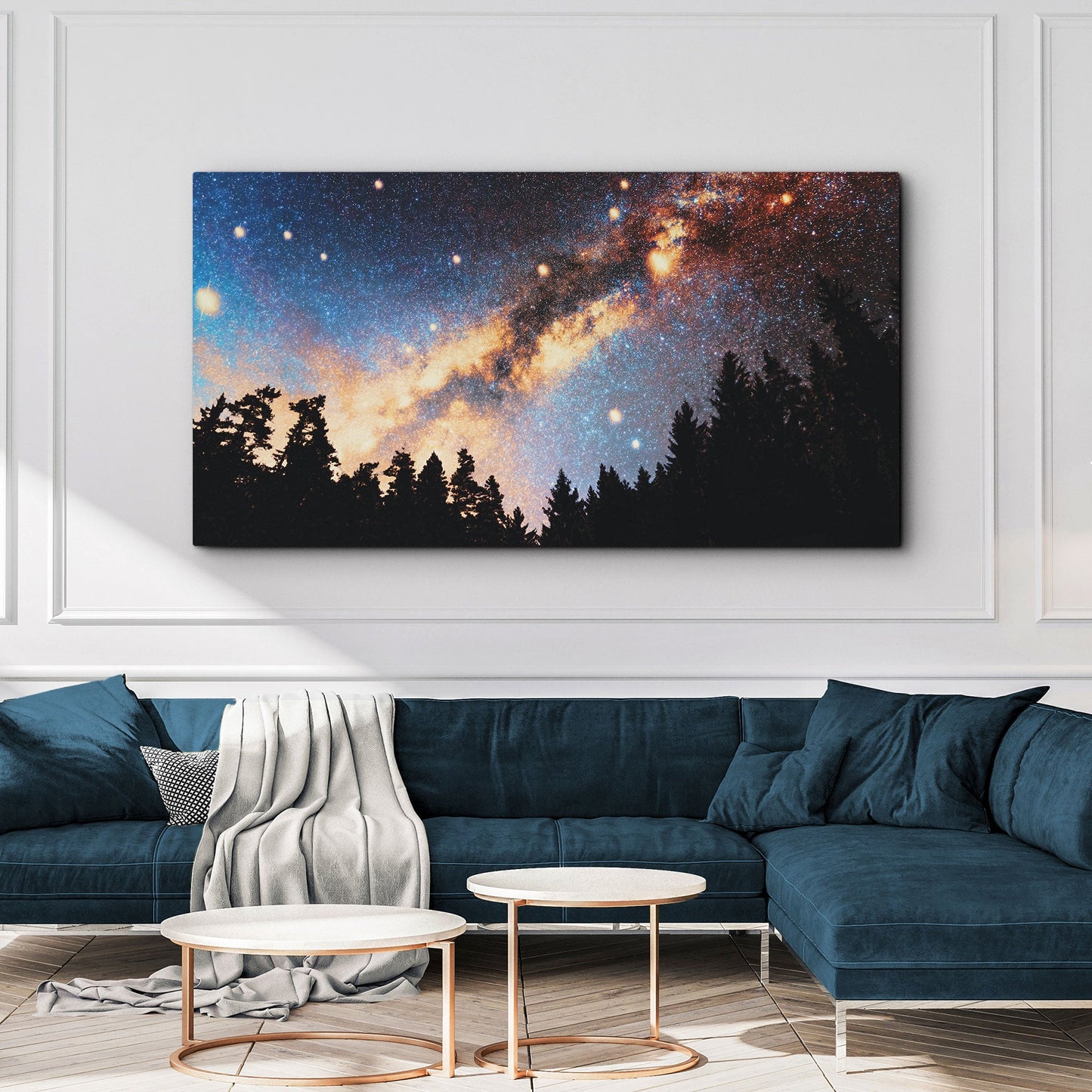 Forest Night Stars Canvas Wall Art