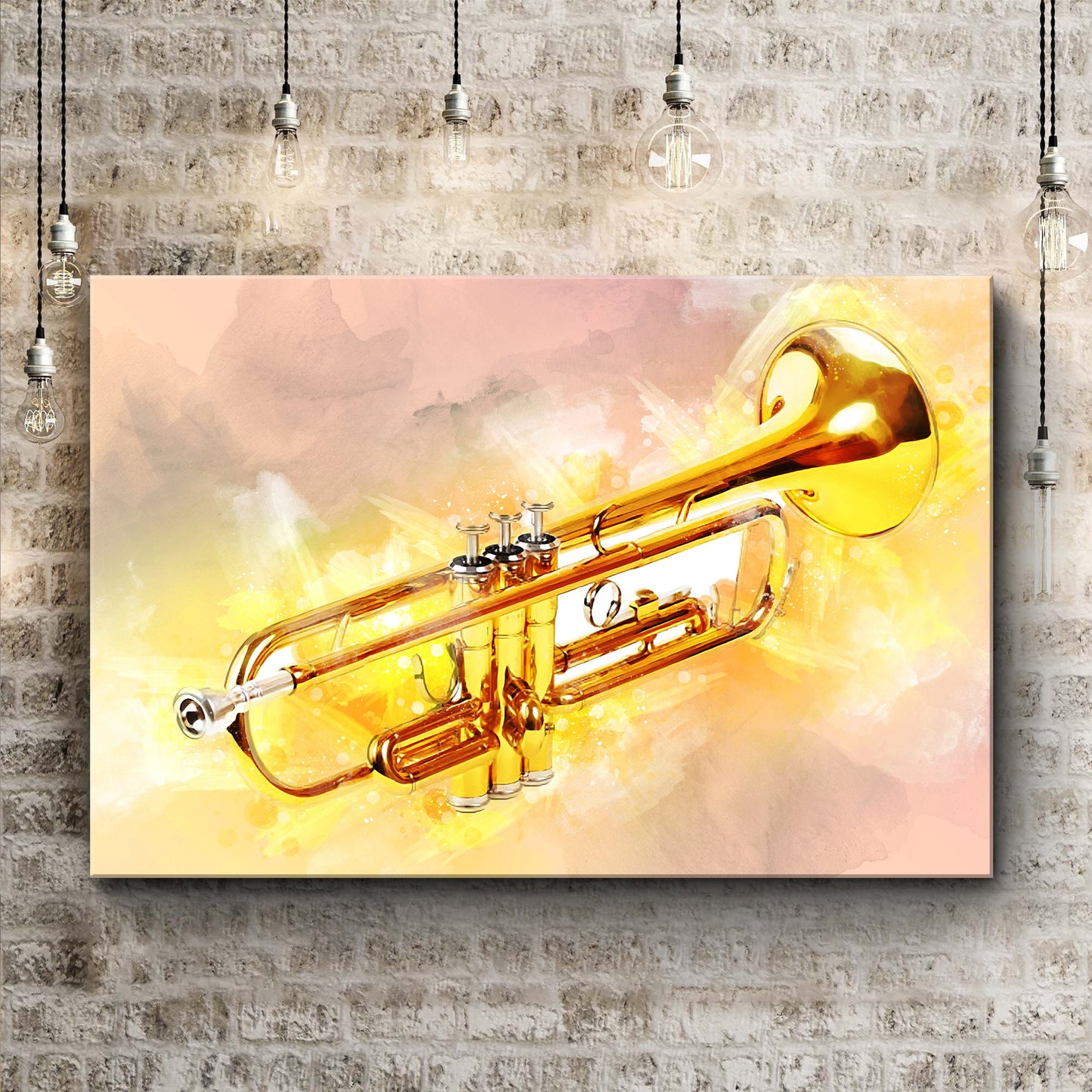 Trumpet Watercolor Canvas Wall Art