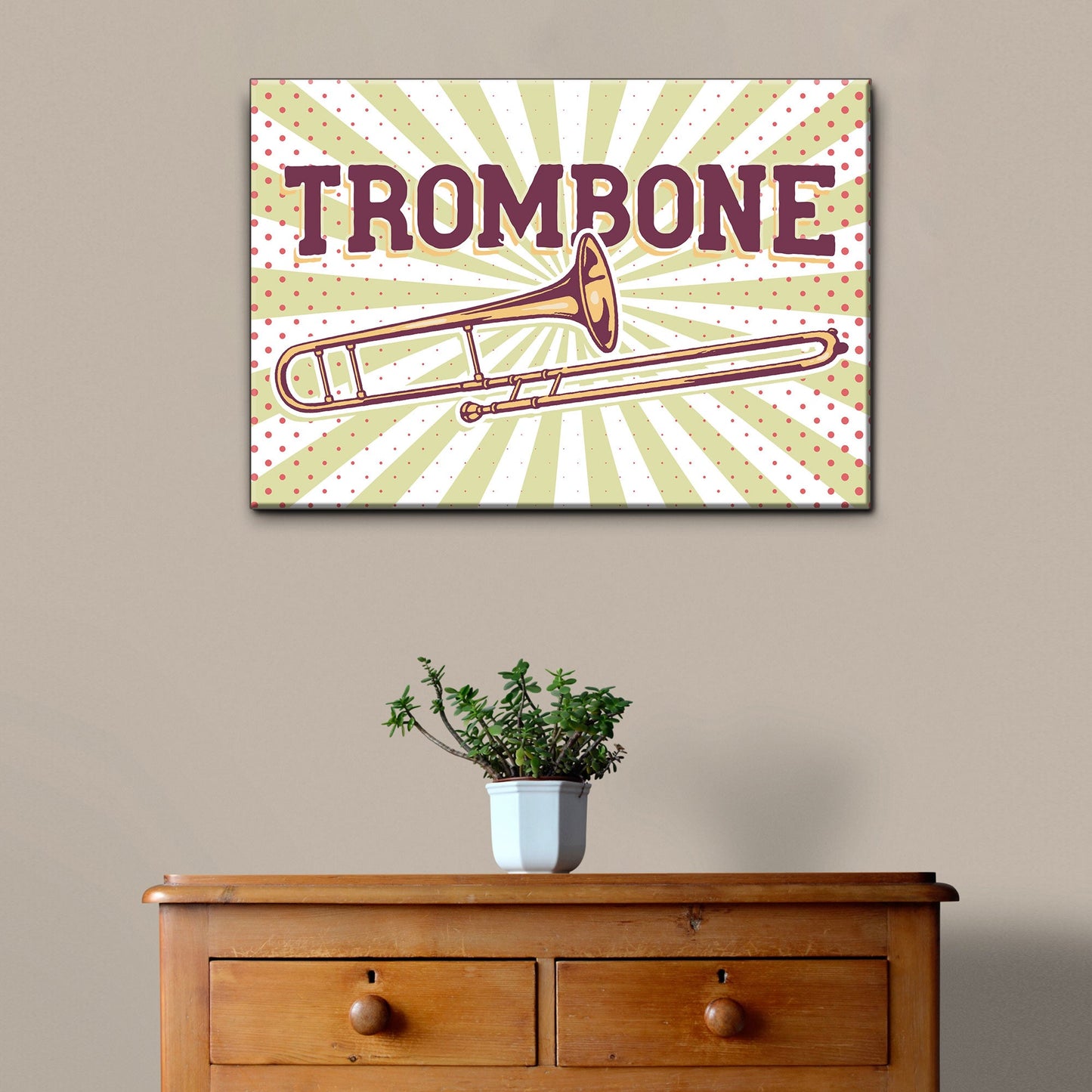 Trombone Retro Canvas Wall Art