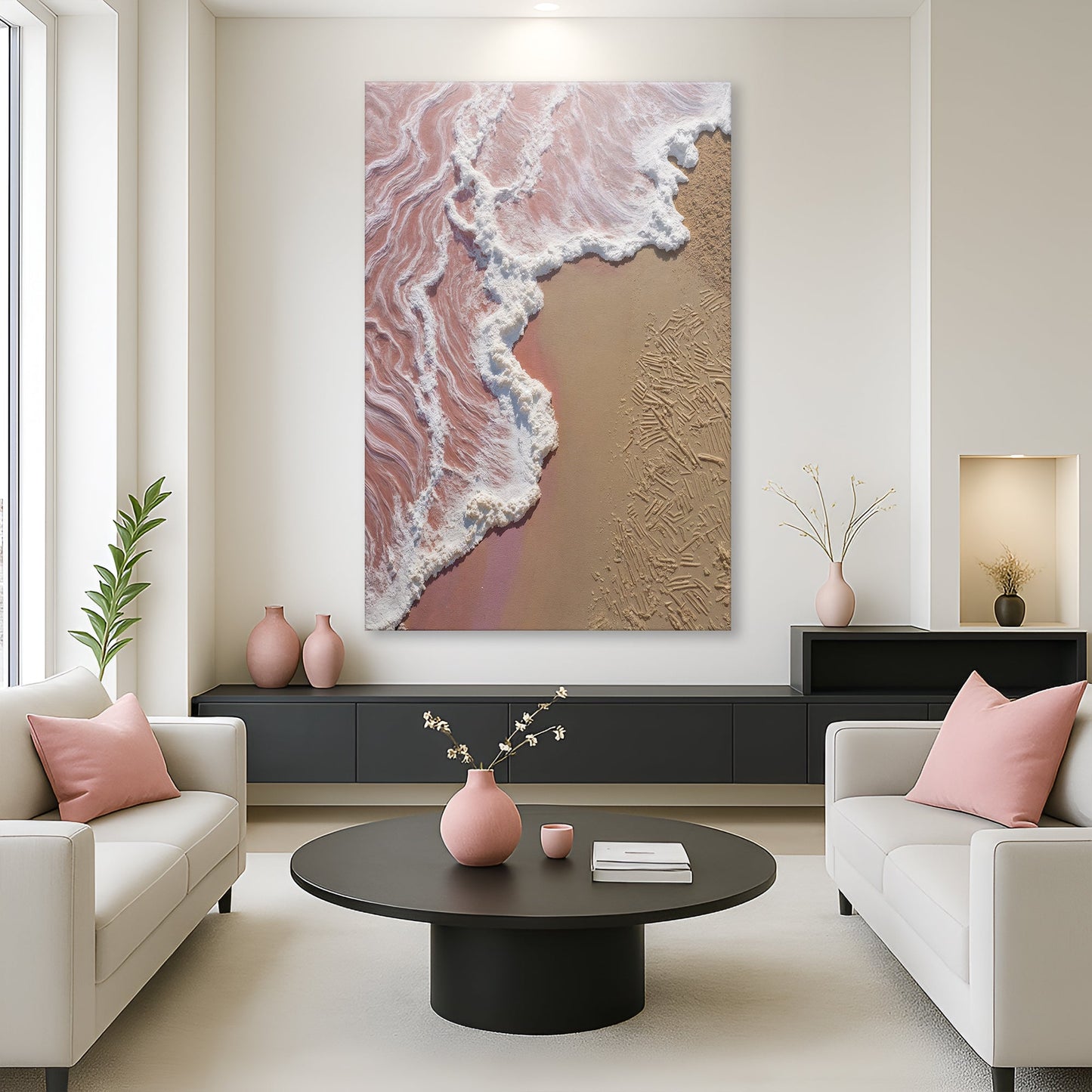 Pink Ocean Wave Abstract Textured Wall Art