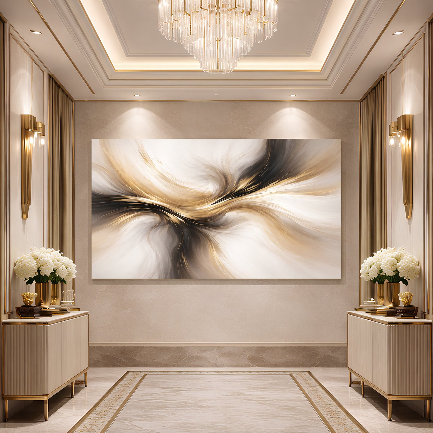 Golden Flow Abstract Luxury Wall Art