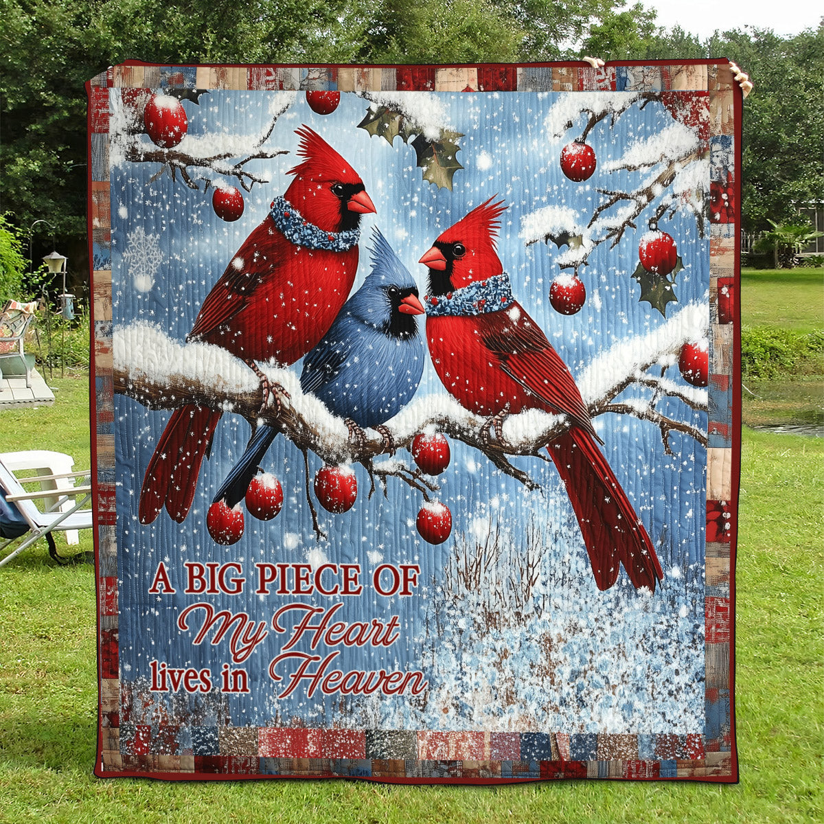 Jetiy - A Big Piece Of My Heart Lives In Heaven Art Quilt Hanging - Baby (30" x 40")