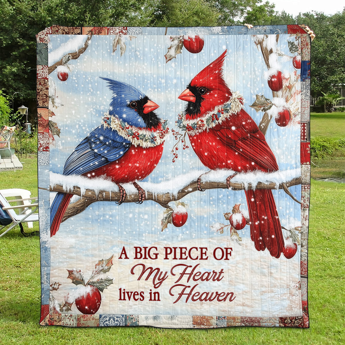A Big Piece Of My Heart Lives In Heaven Art Quilt Hanging - Baby (30" x 40")