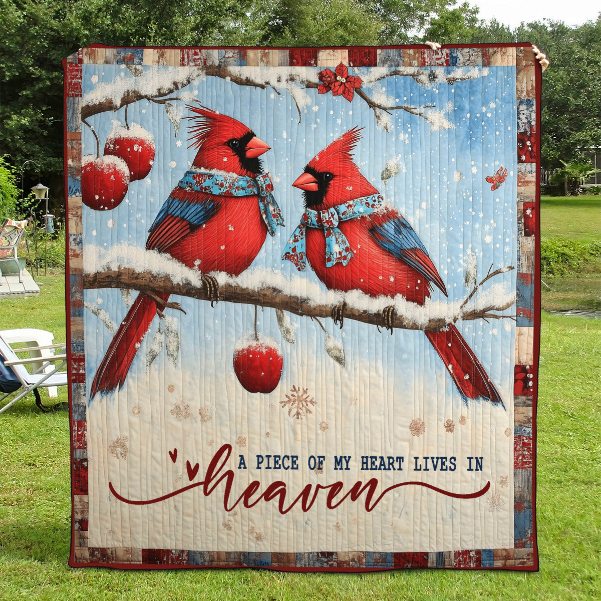A Piece Of My Heart Lives In Heaven Art Quilt Hanging - Baby (30" x 40")