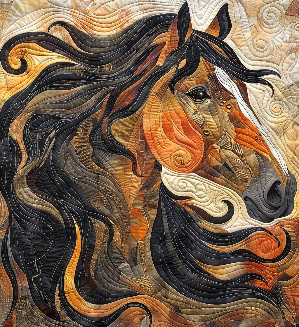 Abstract Horse Quilted Blanket - Throw (55" x 60")