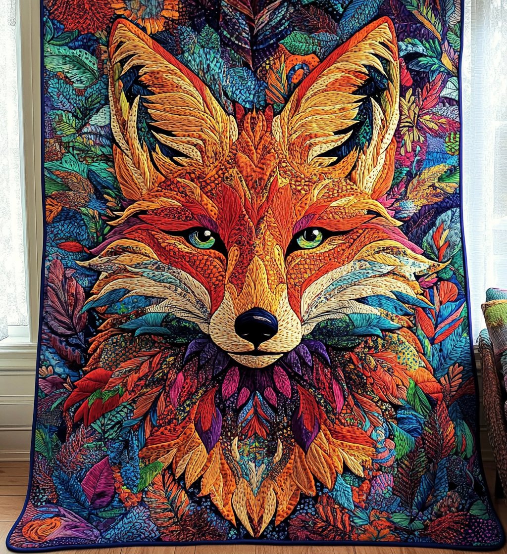 Abstract Fox Quilted Blanket - Throw (55" x 60")