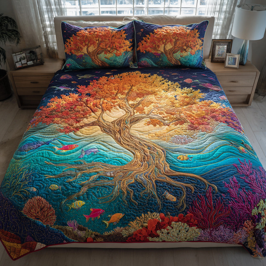 Abyss Tree of Life 3-Piece Quilted Bedding Set - Single (59" x 70")