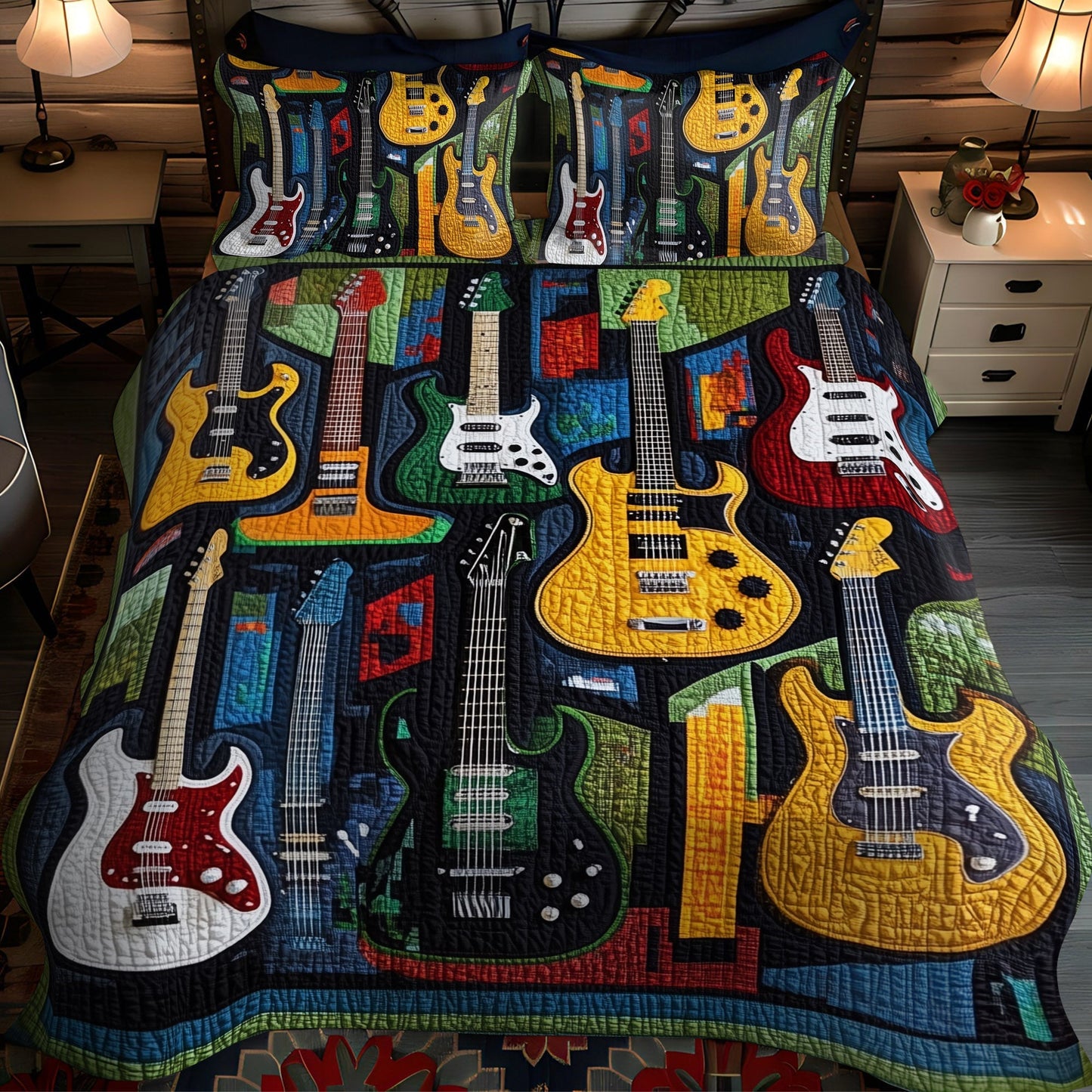 Acoustic Vibes 3-Piece Quilted Bedding Set - Single (59" x 70")